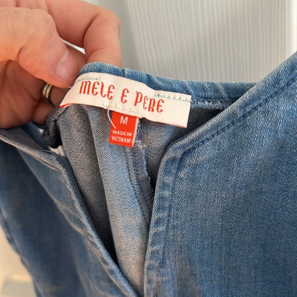 Mele E Pere V-Neck Denim Mini Dress - Picture 2 of 4